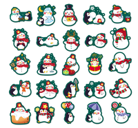 50 Autocollants Bonhomme de Neige en Papier Nacré, Mignons Dessins Animés Originaux de Noël, Imperméables, pour Carnets et Tasses Isothermes, Autocollants Transfrontaliers