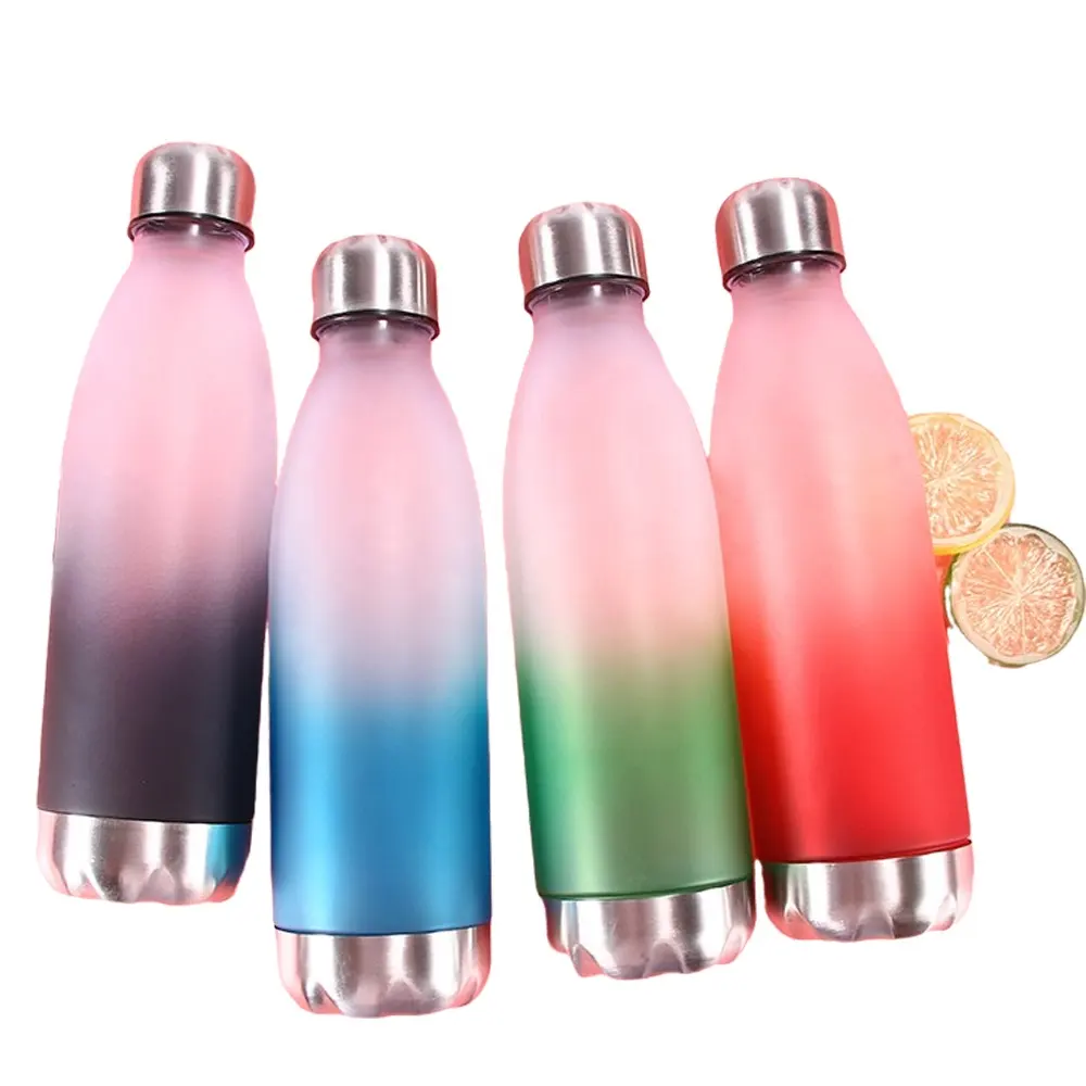 20oz 600ml Cá Nhân Cola Shape Gradient màu matt tùy chỉnh mang nhãn hiệu chai nước bằng nhựa