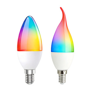 หลอดไฟ LED RGB ทรงแหลมเคลือบพลาสติกอัจฉริยะ ขั้ว E27 สำหรับใช้ในบ้าน ควบคุมผ่านบลูทูธ ปรับความสว่างและสีได้ - Product Image 1