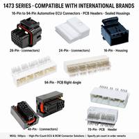 Carcasa de Conector para ECU Automotriz, Serie 1473, 16-94 Pines, Multipin, Sellada, Impermeable, Material PA66/PBT, Conector de Ángulo Recto para