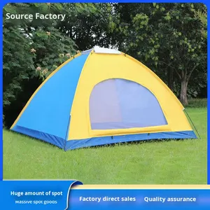 Carpa de Camping de Verano para 3-4 Personas, Una Habitación, Impermeable, Resistente al Sol, Tela Plateada 170T, 200X200x135cm, Diseño Diagonal - Product Image 2