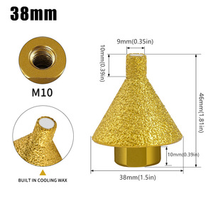 瓷砖大理石角磨机用金刚石40目钎焊倒角机多用途M1014六角柄钻头磨头 - Product Image 6
