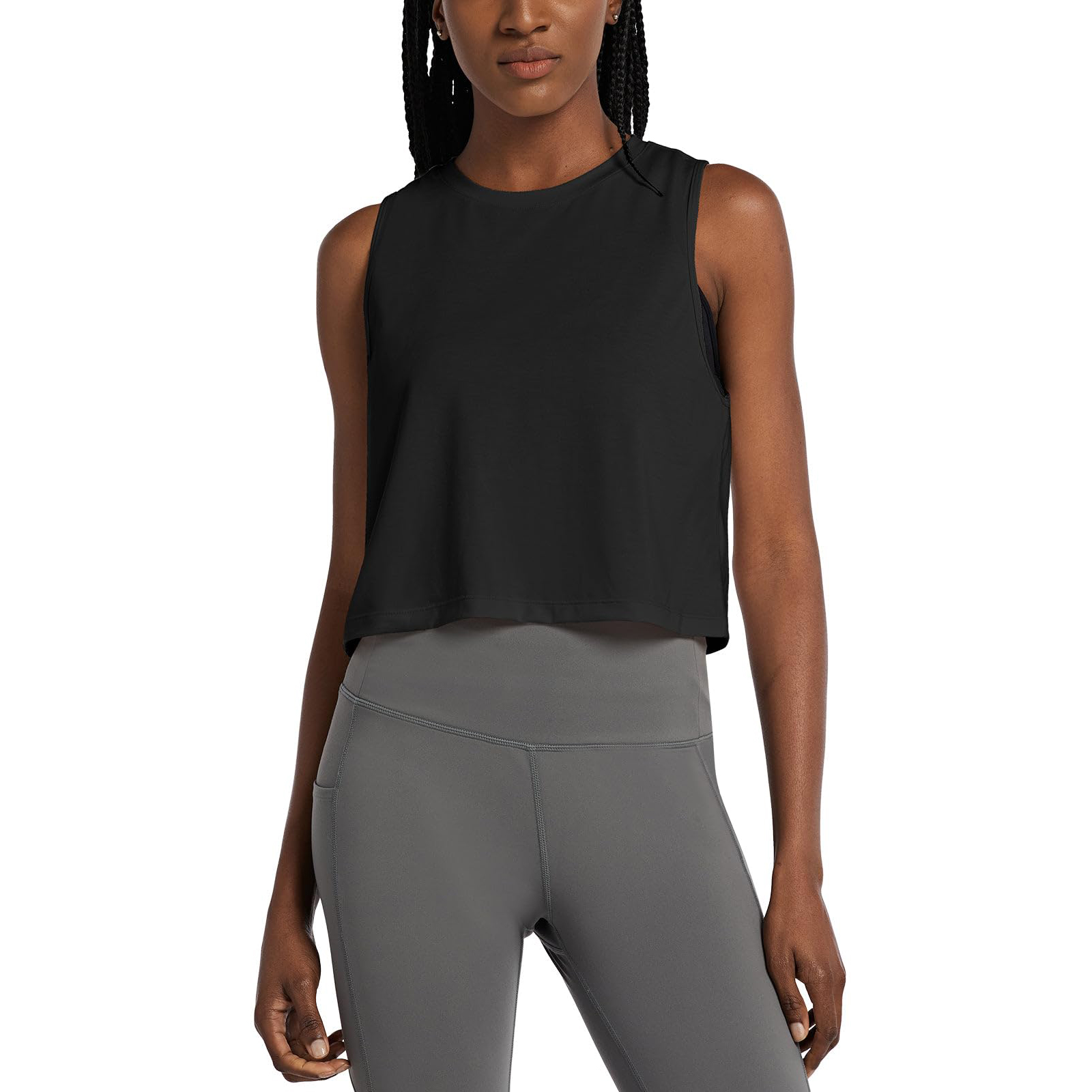 Women's Sleeveless Yoga Vest Top Cool-Feeling Lightweight Breathable Quick-Drying Fitness T-Shirt Loose Fit