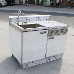 Comptoir de bar à eau en acier inoxydable 304 brossé mat sur mesure, pas cher, avec pieds réglables en hauteur, pour <span class=keywords><strong>cuisine</strong></span> commerciale - Product Image 4