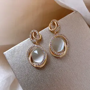 Keyon S925 boucles d'oreilles coréennes en cristal avec aiguille en argent, clou en diamant opale géométrique avec trèfle et fleurs, boucles d'oreilles tournesol