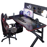 Bureau d'ordinateur pliable carré en acier avec surface en fibre de carbone et porte-gobelet pour chambre, jeux, étude, bureau - Design personnalisable pour