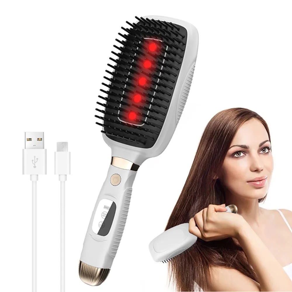 Logo de marque LED électrique Laser thérapie de croissance des cheveux cuir chevelu masseur brosse peigne pour une croissance efficace des cheveux