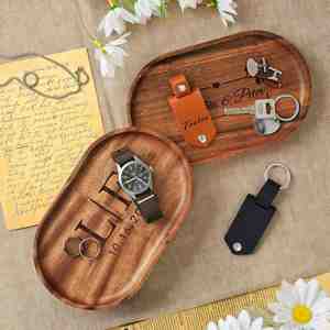 Plateau de service ovale en bois massif entièrement personnalisable, style japonais, gravé au laser, vaisselle multifonctionnelle, plateau à collations, fruits secs, bijoux - Product Image 1