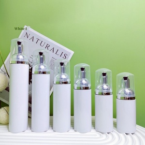 Botella Espumadora de Jabón de Color Blanco de 30 ml, 40 ml, 50 ml, 60 ml, 80 ml, Botella de Viaje Vacía para Limpiador Facial con Cabezal de Bomba Plateado - Product Image 1