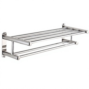 Toallero de pared de doble nivel de acero inoxidable, moderno, para baño, barra para toallas, soporte de almacenamiento para toallas de ducha, accesorios de baño - Product Image 3