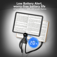 Rechargeable LED Neck Magnifier 5X Hands-Free Screen Magnifier with Dimmable Light for Low Vision