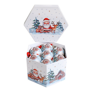 Ensemble de boules de Noël, décoration de scène de Noël, autocollants de 8 cm, boîte cadeau de boules de Noël, pendentif boule à suspendre pour sapin de Noël - Product Image 6