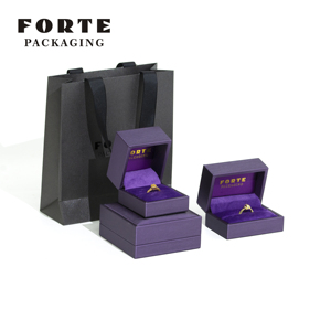 FORTE - Cajas de Anillos de Piel Sintética Morada de Alta Gama, Caja de Embalaje para Joyería con Logotipo Personalizado - Product Image 6
