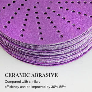 قرص كاشط سيراميكي أرجواني متعدد الثقوب مقاس 6 بوصات (150 مم) من الألومينا بدرجة خشونة P120-600 لتلميع طلاء السيارات، إنتاج المصنع الأصلي - Product Image 3