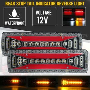 2 pièces Feux arrière LED 12V 24V pour camion, remorque, feux stop, clignotants dynamiques, pour poids lourds, tracteurs, bus, caravanes - Product Image 1