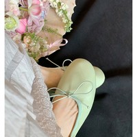 Chaussures plates Mary Jane en cuir de vachette souple, style rétro français, pour femmes, nouvelles escarpins plissés à talon bas 2026 - Printemps/Été/Automne