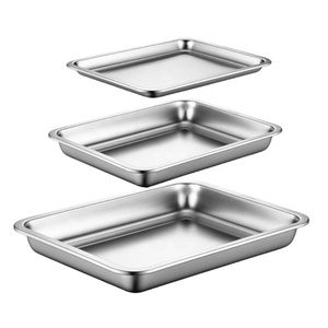 Plaque de cuisson en acier inoxydable 304 pour gâteaux, pains, biscuits, plateaux de cuisine pour fruits - Plat métallique durable pour la cuisson et le service - Product Image 1