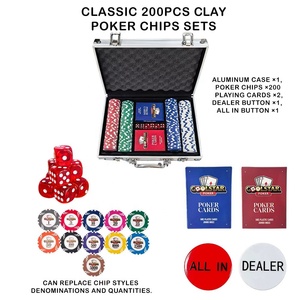 Ensemble <span class=keywords><strong>de</strong></span> jetons <span class=keywords><strong>de</strong></span> <span class=keywords><strong>poker</strong></span> personnalisés 200 pièces, valise en aluminium, jetons en argile <span class=keywords><strong>de</strong></span> casino, logo OEM, cartes, dés, boutons pour fêtes à domicile, vente en gros - Product Image 1