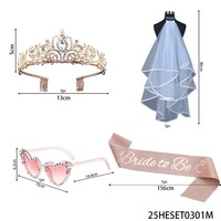 PESENAR Ensemble d'accessoires pour future mariée : Couronne, Voile, Écharpe, Lunettes de soleil pour Enterrement de vie de jeune fille, Mariage, Fiançailles, Douche nuptiale