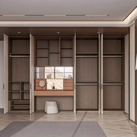 Armoire murale moderne bicolore, coiffeuse intégrée, rangement multi-zones, armoire de chambre OEM ODM