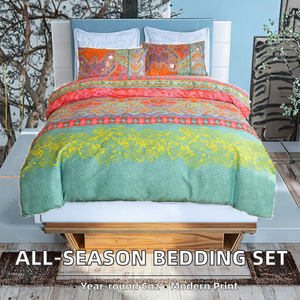 Juego de Ropa de Cama Moderna Personalizable para Adultos, con Estampado de Plantas para Todas las Estaciones, 100% Poliéster, Cubrecama y Fundas de Almohada, 200 Hilos - Product Image 2