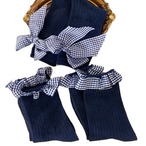 Calcetines Xuxin Aiming Azul Marino a Media Pantorrilla con Volantes a Cuadros, Calcetines Transpirables y Cálidos para Mujer - Product Image 2