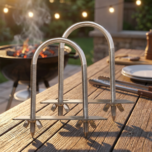 Pince à viande en U en acier inoxydable HDP12, paire <span class=keywords><strong>de</strong></span> pinces <span class=keywords><strong>pour</strong></span> broche <span class=keywords><strong>de</strong></span> rôtissoire, ensemble d'outils 12Y, outils fournis par l'usine - Product Image 5