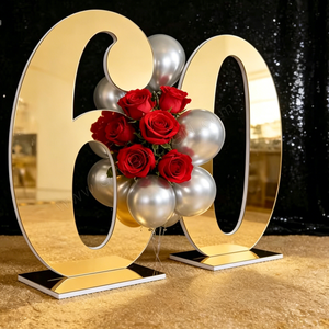 Rose Gold Letter Prop <b>Backdrop</b> Wedding Anniversary Event Decor Silver Mirror Numbers <b>Stand</b> for 18Th Birthday Party Decorations - Product Image 5