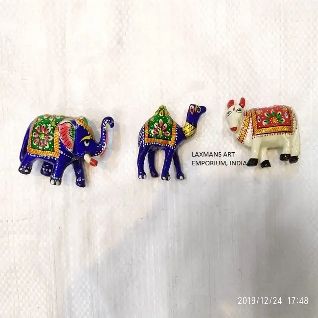 Koleksi baru dekorasi rumah logam dilukis tangan patung gajah hewan patung Desktop Dekorasi lucu