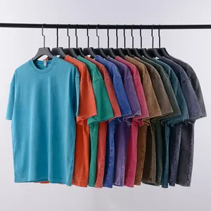 Camiseta Vintage para Hombre, de Alta Calidad, Lavada con Ácido, Estampado Batik Retro, Personalizada, Negra, Lisa, 100% Algodón Grueso - Product Image 1