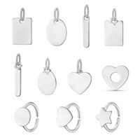 Breloque Cœur Gravable avec Logo, Perles Étoiles Authentiques en Argent Sterling 925 pour Femme, Idéales pour Bracelet DIY, Collier et Fabrication de Bijoux