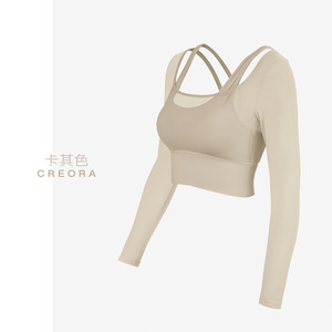 Venta al por Mayor de Tops Cortos Sexys 2 en 1 para Mujer, Malla Transpirable, Acolchados, Lujosos y Elegantes, Camisetas de Manga Larga Estilo Y2K - Product Image 2