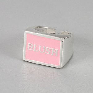S925 Sterling Silver <b>Womens</b> <b>Signet</b> <b>Ring</b> Pink Enamel BLUSH <b>Signet</b> <b>Ring</b> Everyday Wear Wedding Band Engagement Delicate <b>Ring</b> - Product Image 3