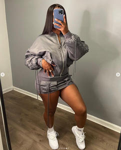 T Selling Baseball Dress <span class=keywords><strong>Srt</strong></span> Ensemble Deux Pièces Filet Rouge Poche Sac Hip Jupe Couleur Unie Riveté Sangle Robe Femme - Product Image 2