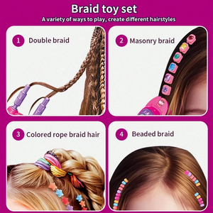 Ensemble de jeu de beauté pour salon de coiffure, jeu de simulation pour enfants d'âge préscolaire, kit de <span class=keywords><strong>maquillage</strong></span> pour enfants, tresseuse électrique, jouets, machine à gemmes pour cheveux avec miroir - Product Image 4