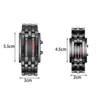 Jam tangan Digital LED biner teknologi masa depan baja tahan karat hitam