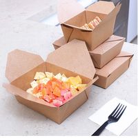Emballage alimentaire jetable personnalisé pour la restauration rapide, boîte à emporter en papier kraft rectangulaire pour les sushis, pour le camping