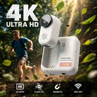 Mini caméra de vlog de poche 4K30fps 20MP Double caméra Grand angle 170/140° Wi-Fi intégré Gyroscope 6 axes EIS Anti-tremblement Type C magnétique