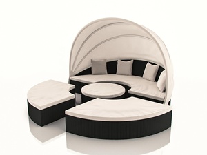 Lit <span class=keywords><strong>de</strong></span> plage Coussin <span class=keywords><strong>de</strong></span> <span class=keywords><strong>bain</strong></span> <span class=keywords><strong>de</strong></span> <span class=keywords><strong>Soleil</strong></span> Rond En Rotin Auvent Rotin Chaises Longues À Vendre en Plein Air Daybed Rond Rotin Salon Lit Baldaquin - Product Image 2