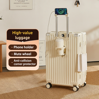 Ensemble de valises de voyage à roulettes 4 roues en PC épaissi, style classique et luxueux, grande capacité, fermeture éclair, port de chargement USB