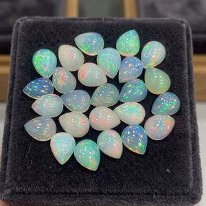 Opale éthiopienne blanche naturelle, taille poire, cabochon, pierre précieuse non montée pour la création de bijoux, opalescente polie, 7x9mm - Product Image 1