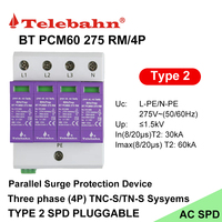 Dispositifs de protection contre les surtensions AC 275V/385V 30-60kA 4P T2 SPD Protection contre les surtensions pour TN-S