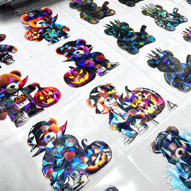 Decorative A5 Half Cut Holographic UV Cup Wraps Stickers Fine Iridescent Effect for Cup Jar and Gift Ornament Transfer Printing