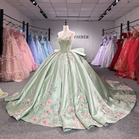 Robe de soirée formelle Jancember 8568, magnifique robe de bal sans bretelles, couleur vert sauge, corset cœur, appliques florales