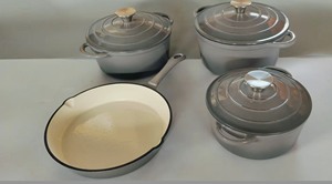 Ensemble de 4 ustensiles de cuisine de luxe en <span class=keywords><strong>fonte</strong></span> <span class=keywords><strong>émaillée</strong></span>, couleur dégradée, comprenant une cocotte, fabrication chinoise, outil de cuisine domestique pour la fête du Ramadan - Product Image 4