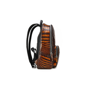 Zenos Fashion Luxury Crocodile Pattern Genuine <b>Leather</b> Waterproof Men's <b>Backpack</b> Zipper Closure <b>Large</b> Capacity Travel Business - Product Image 3