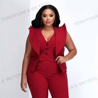 Robes de grande taille sans manches costumes de bureau pour femmes costume d'affaires 2 pièces ensemble formel pour femmes africaines costumes d'église de grande taille pour femmes