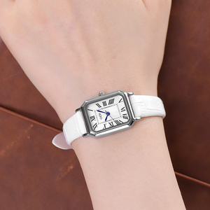 นาฬิกาข้อมือหนังแท้ทรงสี่เหลี่ยมเล็กสไตล์มินิมอลระดับไฮเอนด์แบบวินเทจ - Product Image 4