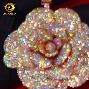 Perhiasan mewah <span class=keywords><strong>Camellia</strong></span> 3D Mode Tinggi 2.8 inci liontin hip hop kustom liontin Ice Out liontin Moissanite kustom - Product Image 1