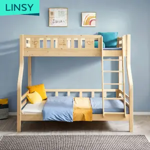 Linsy-litera de madera maciza para niños y niñas, Casa con marco de cama, Ls171A